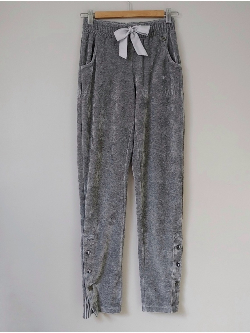 Riani Velour Pants Snap Button Sweatpant Size 4 Grey